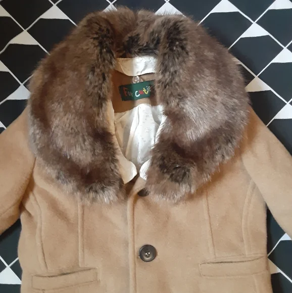 FORCUTIES BABY BOY CAMEL WOOL COAT, SIZE 12-18 MONTHS